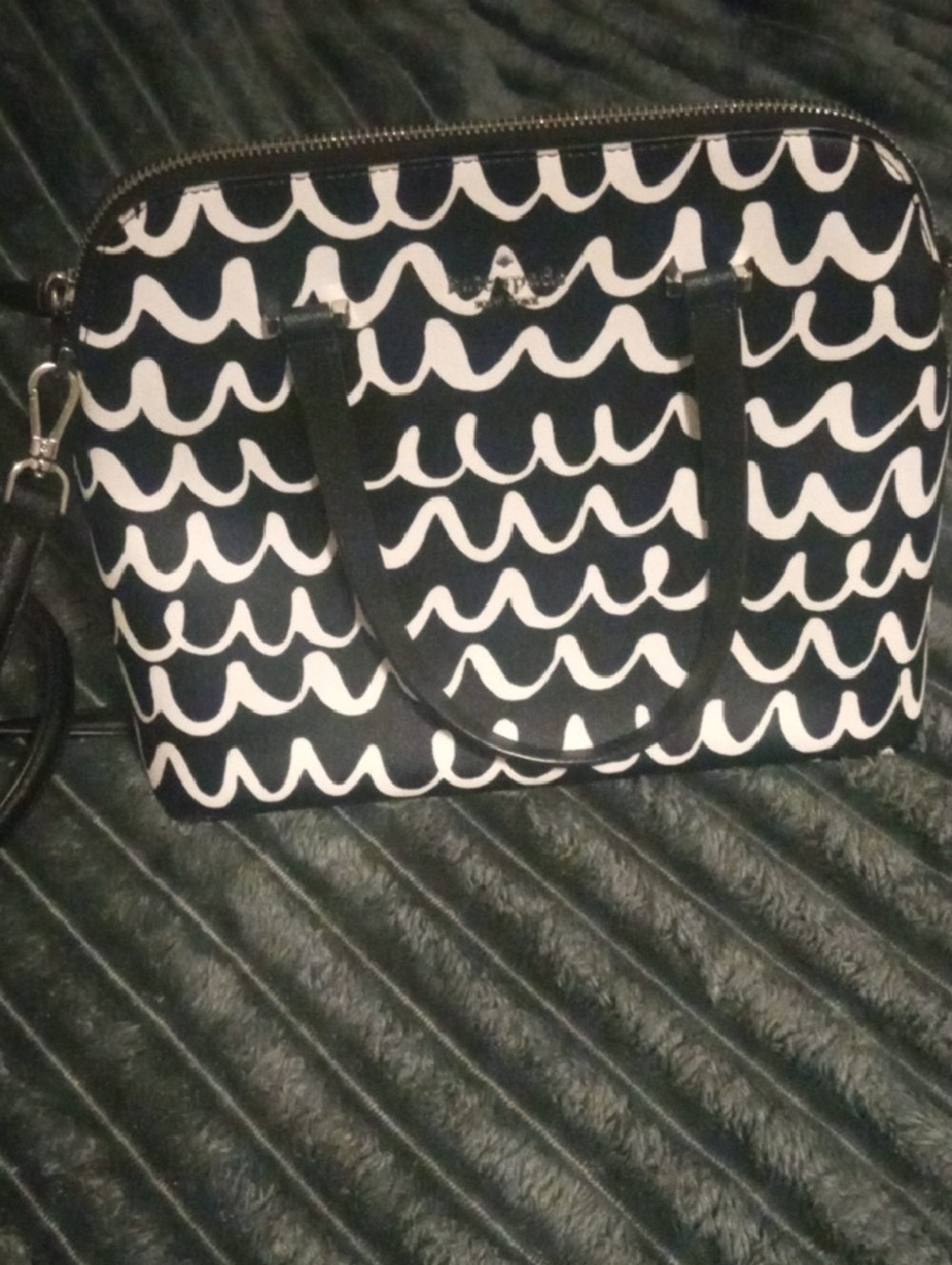 kate spade Black and White Wavy Print Shoulder Bag